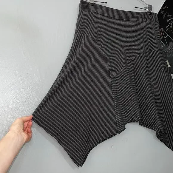 Vintage Y2K Asymmetrical Size 11 12 Black White Pinstripe Skirt Witchy Gothic - Picture 2 of 10